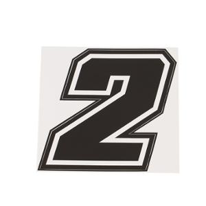 Autocollant numéro de course adaptable noir contour blanc 10 cm