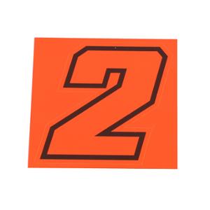 Autocollant numéro de course adaptable 2 rouge fluo contour noir 10 cm