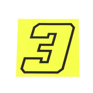 Autocollant numéro de course adaptable Jaune Fluo Contour Noir Hauteur 10 cm