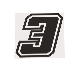 Autocollant numéro de course adaptable Noir contour blanc 10 cm