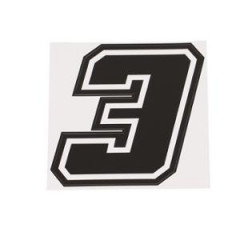 Autocollant numéro de course adaptable Noir contour blanc 10 cm