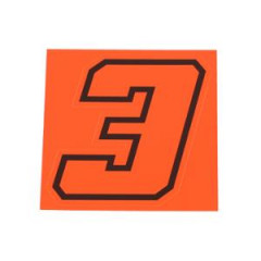 Autocollant numéro de course adaptable 3 Rouge Fluo Contour Noir 10 cm