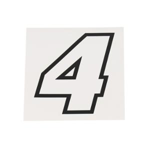 Autocollant numéro de course adaptable 4 Blanc contour noir Hauteur 10 cm