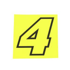 Autocollant numéro de course adaptable Jaune Fluo contour noir Hauteur 10 cm