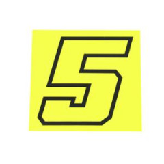 Autocollant numéro de course adaptable Jaune Fluo contour noir 10 cm
