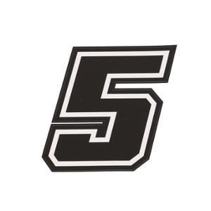 Autocollant numéro de course 5 adaptable Contour blanc Hauteur 10 cm