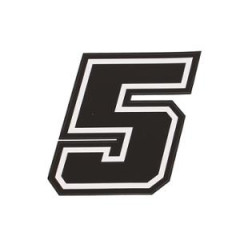 Autocollant numéro de course 5 adaptable Contour blanc Hauteur 10 cm