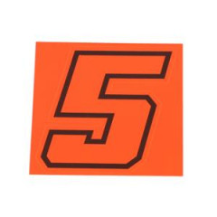 Autocollant numéro de course adaptable 5 Rouge Fluo Contour Noir Hauteur 10 cm