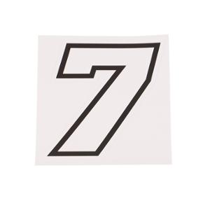 Autocollant adaptable Numéro de course Blanc Contour Noir Hauteur 10 cm