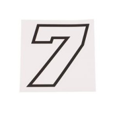 Autocollant adaptable Numéro de course Blanc Contour Noir Hauteur 10 cm