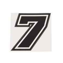 Autocollant numéro de course adaptable Noir Contour Blanc Hauteur 10 cm