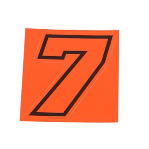 Autocollant numéro de course adaptable Rouge Fluo Contour Noir Hauteur 10 cm