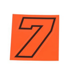 Autocollant numéro de course adaptable Rouge Fluo Contour Noir Hauteur 10 cm