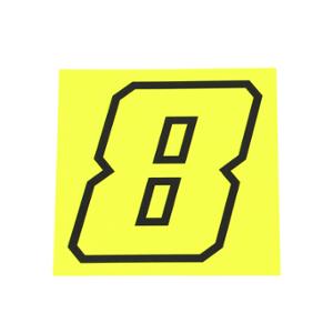 Autocollant numéro de course adaptable 8 Jaune Fluo contour noir Hauteur 10 cm