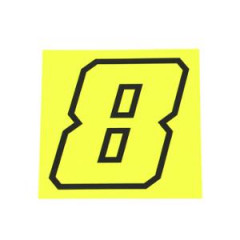 Autocollant numéro de course adaptable 8 Jaune Fluo contour noir Hauteur 10 cm