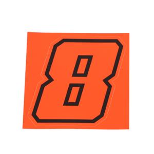 Autocollant numéro de course adaptable 8 rouge fluo contour noir hauteur 10 cm