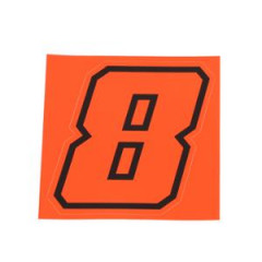 Autocollant numéro de course adaptable 8 rouge fluo contour noir hauteur 10 cm
