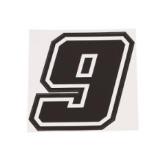 Autocollant numéro de course adaptable Noir Contour Blanc Hauteur 10 cm