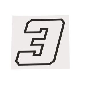 Autocollant numéro de course adaptable blanc contour noir hauteur 10 cm