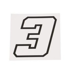 Autocollant numéro de course adaptable blanc contour noir hauteur 10 cm