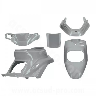 Kit carrosserie adaptable gris nardo 5 pièces pour scooter 50cc (1999-2003) MBK Booster/Yamaha BWS