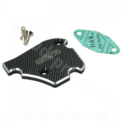 Obturateur de pompe à huile CARENZI imitation carbone pour Derbi Senda motorisation Euro 3 et 4