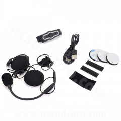 Kit mains libres adaptable mono Bluetooth 5.3 compatible avec tous les casques moto