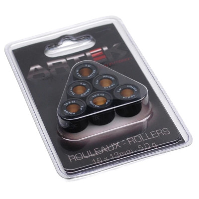 Galets variateur ARTEK 16x13 diamètre 5g pour Peugeot 50 Kisbee, TKR, Trekker, Speedfight, Buxy, Vivacity - Piaggio 50 Zip, Typhoon, NRG 1994-1999 - Kymco 50 Dink, People, Top-Boy