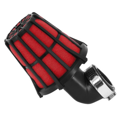 Filtre à air adaptable hexagonal noir mousse rouge coude 90° Ø28/35mm pour 50 à boite/scooter/quad/moto/mobylette