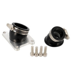 Pipe d'admission adaptable 2 manchons 30° + 45° pour moteur euro 2/3/4 Derbi, Gilera, Aprilia 50cc 2t
