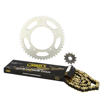 Kit chaine Afam 420 12x47 démultiplication d'origine Aprilia RS 50 (1999-2002)