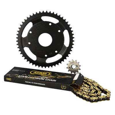 Kit chaîne Afam 420 12x53 53 dents adapt. pour Derbi Senda R/L 1997-1999 démultiplication d'origine