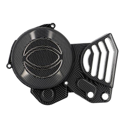 Cache allumage adaptable imitation carbone pour 50 à boîte Derbi Senda avant 2005