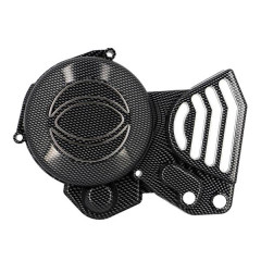 Cache allumage adaptable imitation carbone pour 50 à boîte Derbi Senda avant 2005