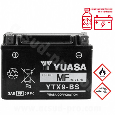 Batterie Yuasa 12V 8Ah MF SANS ENTRETIEN pour Yamaha 400 Majesty 500 T-Max