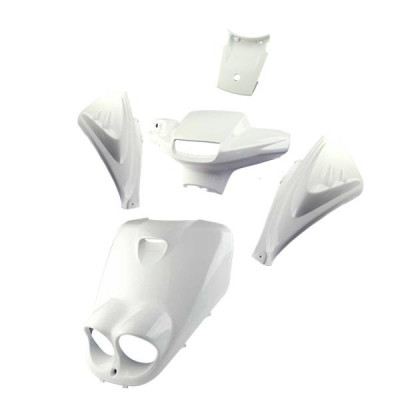 Kit carrosserie carénage blanc 5 pièces adaptable pour MBK 50 Booster NG, Yamaha 50 BWS Bump, Spy ancien modèle