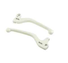 Paire de leviers de frein adaptable blanc MBK 50 Booster 2004+, Stunt, Yamaha BWS 2004+