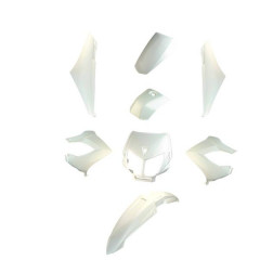 Kit carrosserie carénage adaptable blanc brillant 8 pièces pour DERBI 50 Senda 2000-2010