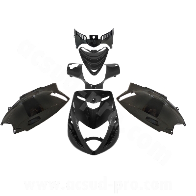Kit carrosserie adaptable noir brillant pour Piaggio Zip SP 50cc air liquide (5 pièces)