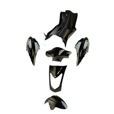 Kit carrosserie carénage adaptable noir brillant 6 pièces pour Kymco 50 Agility, 125 Agility mono-selle