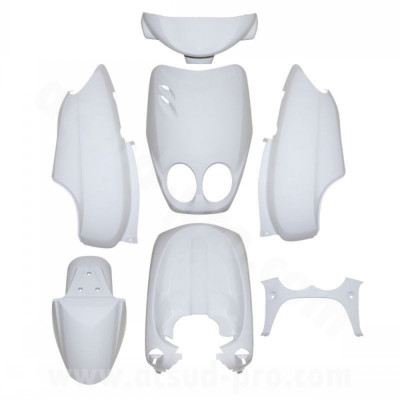 Kit carrosserie carénage adaptable blanc 7 pièces MBK Ovetto 2002-2007 / Yamaha Neos 2002-2007