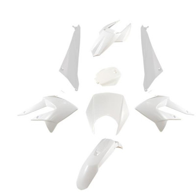 Kit carrosserie adaptable blanc brillant 8 pièces pour moto Derbi Senda DRD 2011+