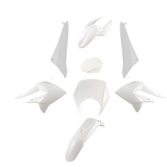 Kit carrosserie adaptable blanc brillant 8 pièces pour moto Derbi Senda DRD 2011+