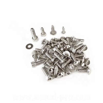 Kit de vis carrosserie adaptable acier chrome pour MBK 50 Nitro 1997-2012 / Yamaha 50 Aerox 1997-2012