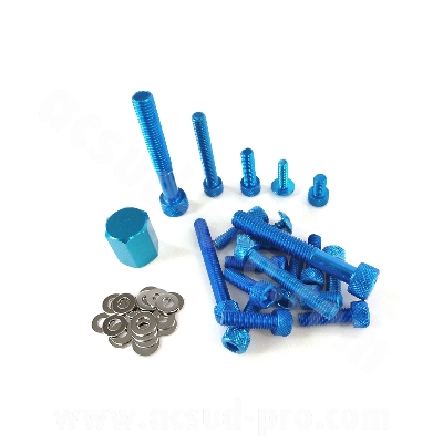 Kit de vis adaptable alu bleu MBK 50 Booster 1999-2003 / Yamaha 50 BWS 1999-2003