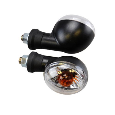 Paire de clignotants arrière adaptable transparent/noir homologué CE MBK 50 BOOSTER 2004+ / YAMAHA 50 BWS 2004+