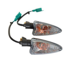 Clignotants adaptables transparents adaptable AR pour MBK Nitro 2013+, Booster Naked AV/Yamaha Aerox 2013+, BWS Naked AV/Piaggio Typhoon 2011+, Derbi GPR, Aprilia RS4 (paire)