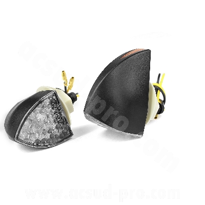 Clignotants adaptable à LED noirs homologués (la paire) adaptés aux Piaggio MP3 400 / 500cc