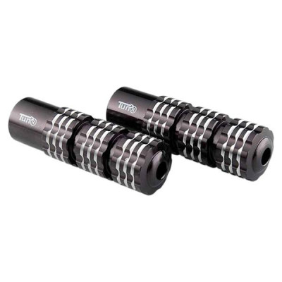 Reposes pieds pilote adaptable ronds moletés alu noir pour Peugeot 103 / MBK 51