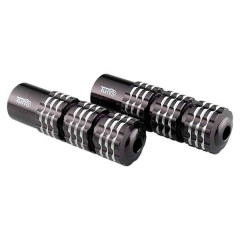 Reposes pieds pilote adaptable ronds moletés alu noir pour Peugeot 103 / MBK 51